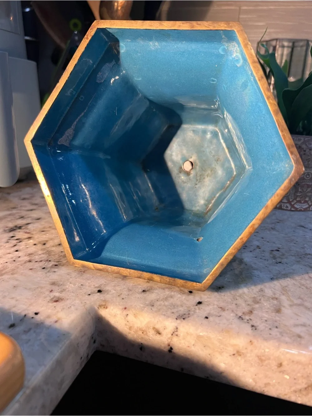 Blue Floral Cloisonné Decorative Planter read below